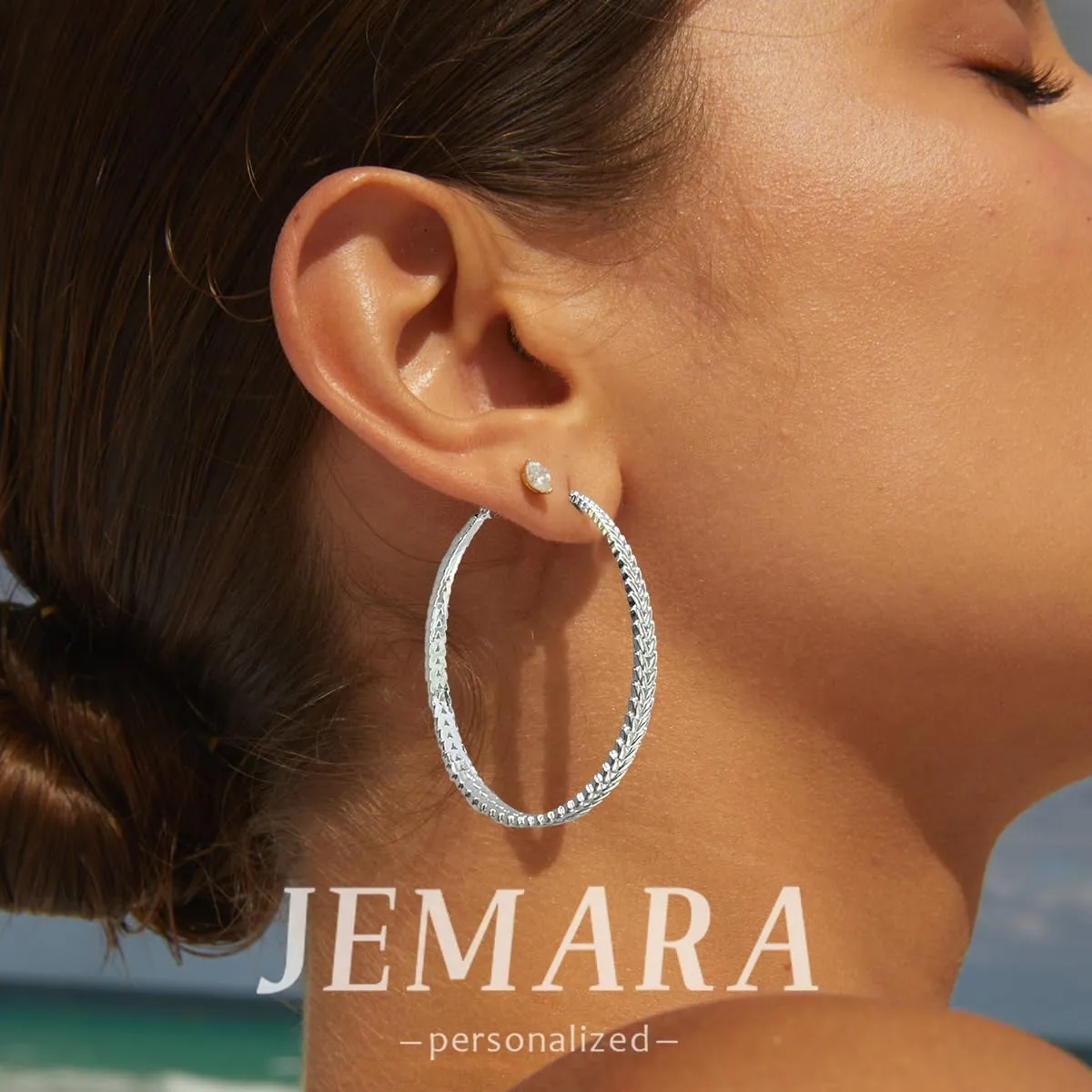 Silver Hoop Earrings for Women Hypoallergenic 925 Sterling Silver Post Hoop Earrings Lightweight Thick Large Silver Hoop Earrings 30/40/50MM