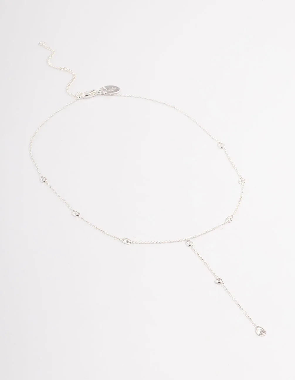 Silver Plated Diamante Lariat Y-Necklace