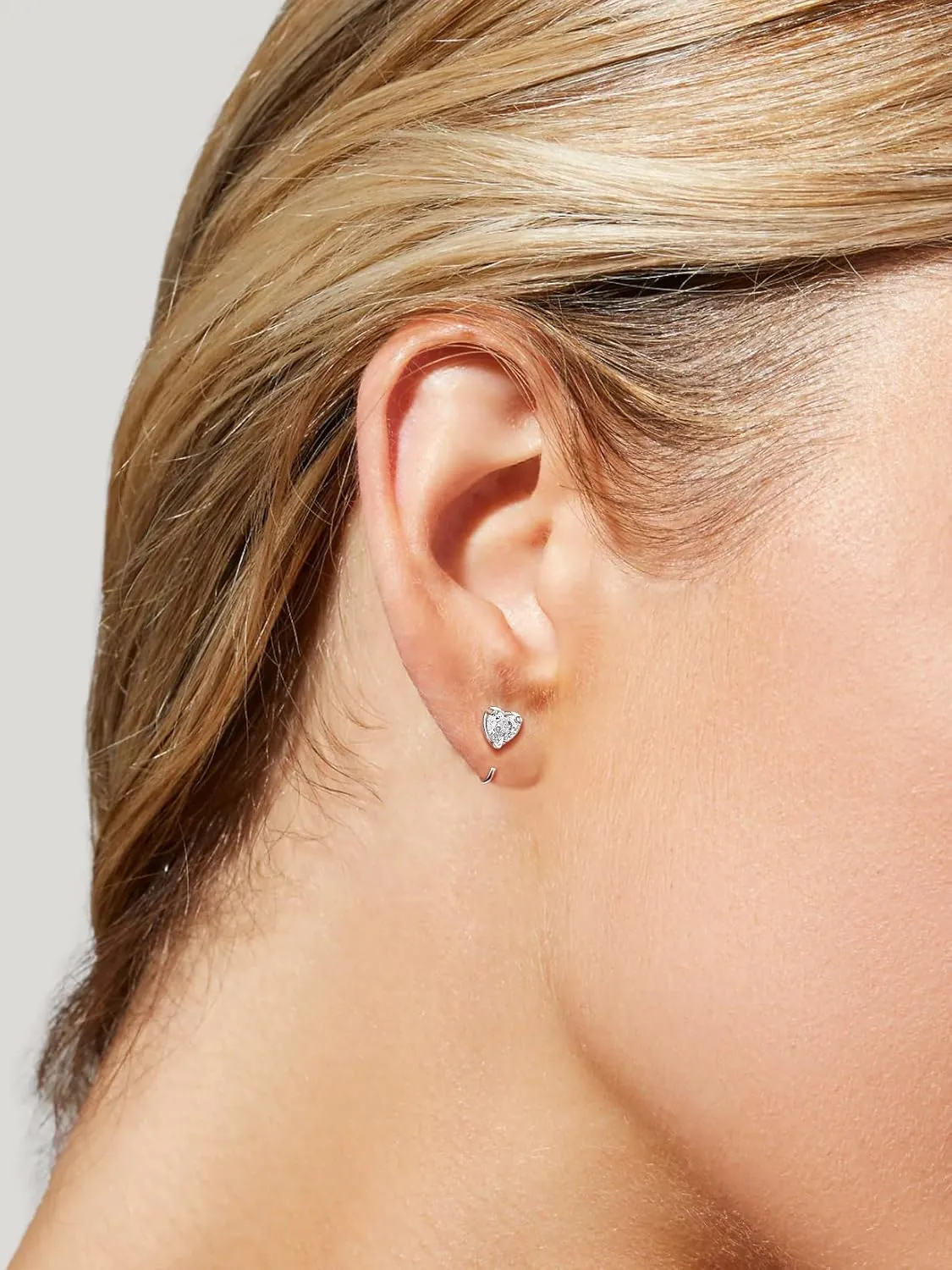 SILVERCUTE 925 Sterling Silver Half Hoop Earrings,Bar/Heart/Moon/Star/Ball/Butterfly/Cubic Zirconia Open Huggie Earrings,Tiny Minimalist Cartilage Earrings for Women