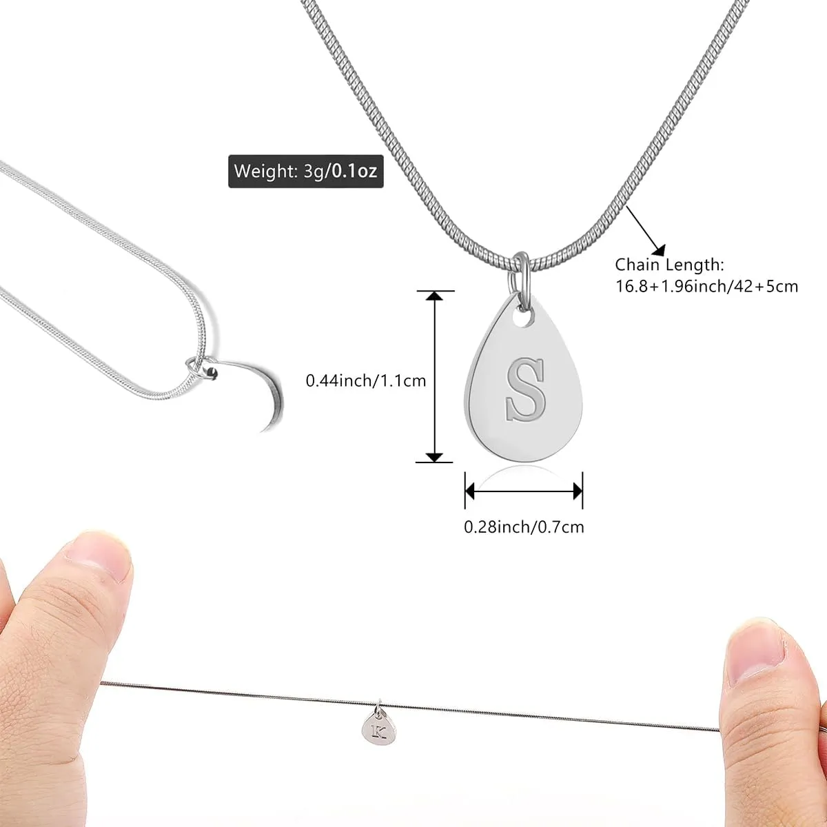 SKQIR Teardrop Initial Letter Necklaces for Women Girls,14k Gold Plated Letter A-Z Tiny waterdrop Pendant Letter Necklace for Women Dainty Minimalist Gift for girls