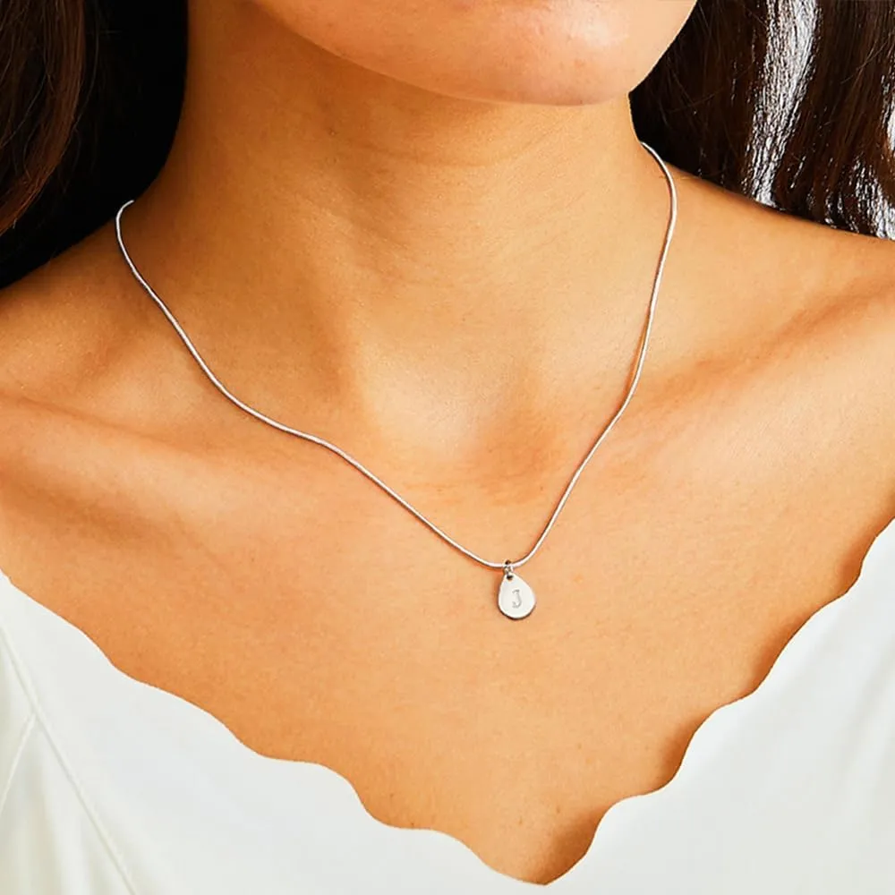 SKQIR Teardrop Initial Letter Necklaces for Women Girls,14k Gold Plated Letter A-Z Tiny waterdrop Pendant Letter Necklace for Women Dainty Minimalist Gift for girls