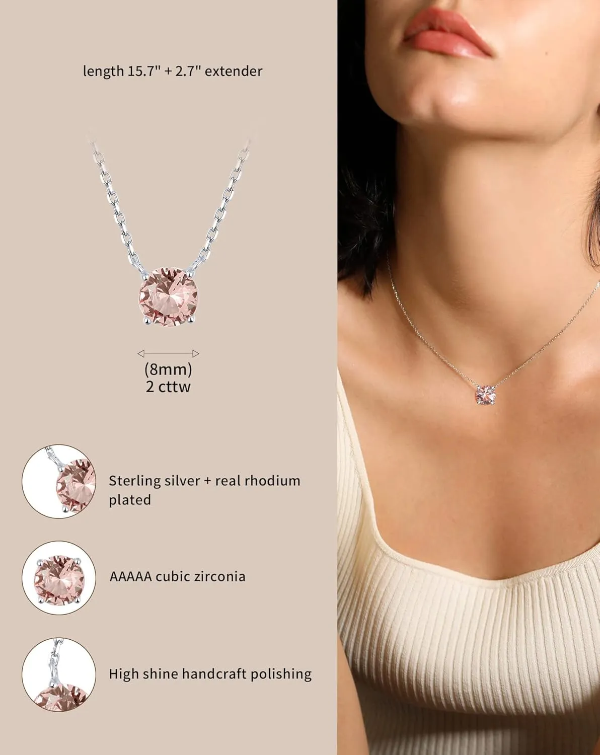 S.Leaf Birthstone Necklace for Women Diamond Necklaces Cz Necklace Pendant Cubic Zirconia Necklace Sterling Silver Solitaire Pendant for Women