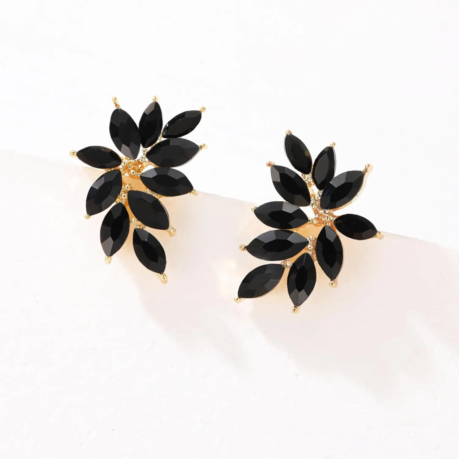 Small Rhinestone Earring Stud for Women Dainty Marquise Crystal Cluster Wedding Earring