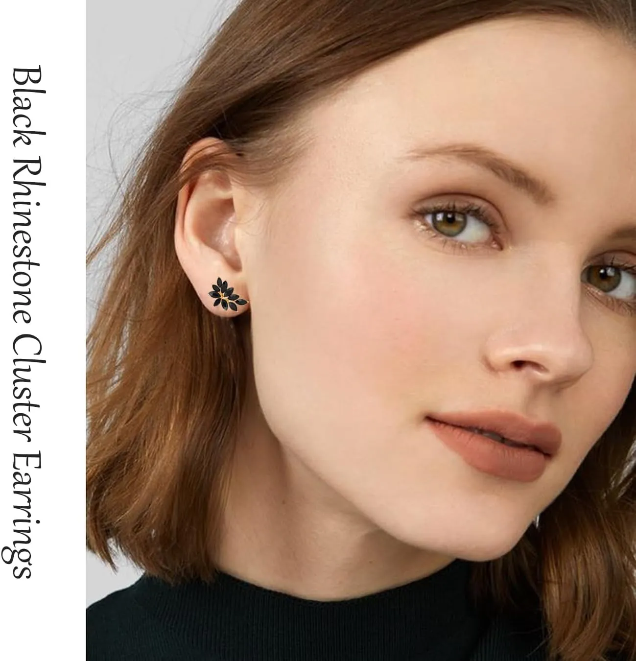 Small Rhinestone Earring Stud for Women Dainty Marquise Crystal Cluster Wedding Earring
