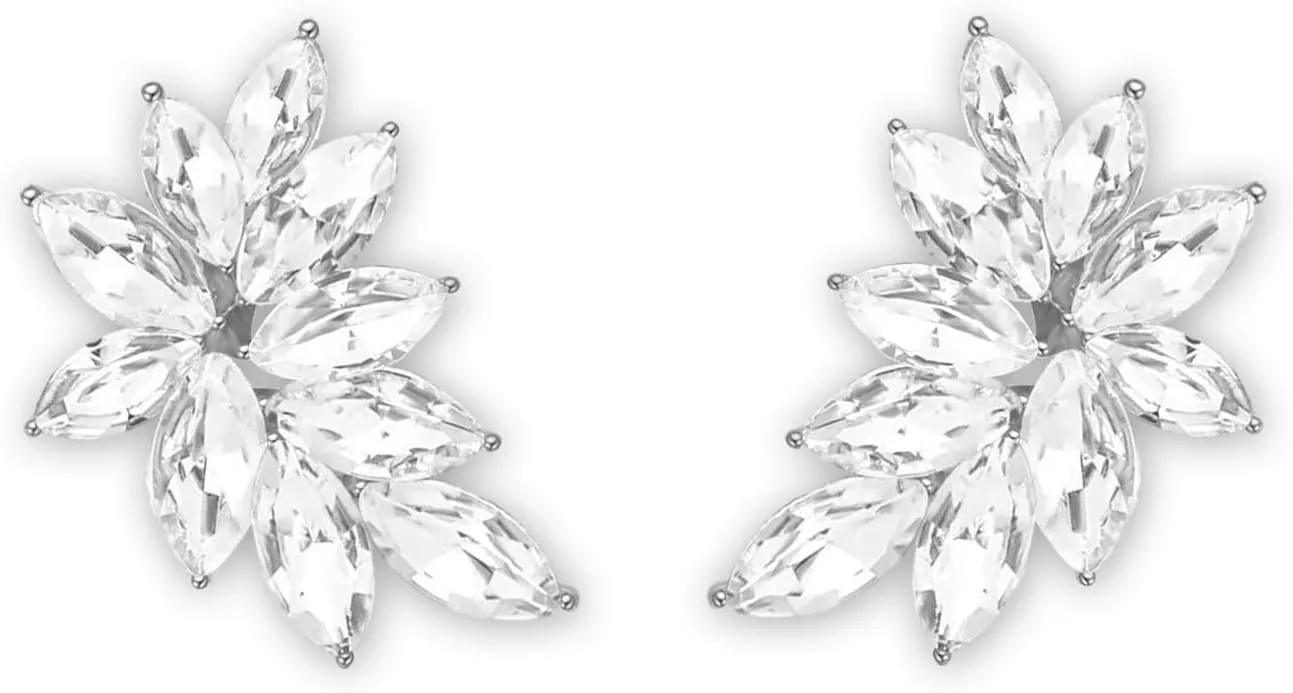 Small Rhinestone Earring Stud for Women Dainty Marquise Crystal Cluster Wedding Earring