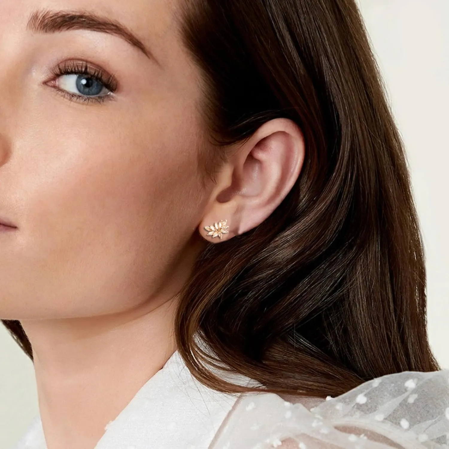 Small Rhinestone Earring Stud for Women Dainty Marquise Crystal Cluster Wedding Earring