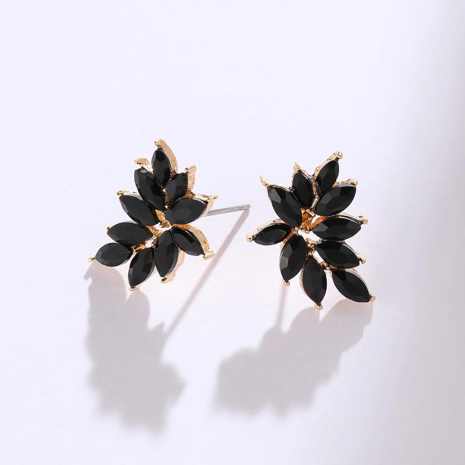 Small Rhinestone Earring Stud for Women Dainty Marquise Crystal Cluster Wedding Earring