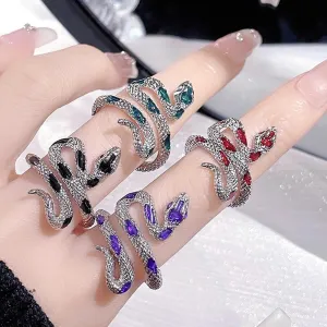 Snake Ring for Men Women, Animal Punk Rock Snake Enamel Glue Glazed Geometric Temperament Adjustable Opening Ring Gothic Costumes Vintage Jewelry For Men