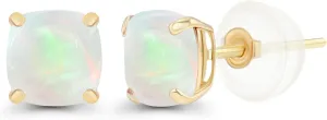 Solid 14K Gold 5mm Cushion Cut Genuine Birthstone Stud Earrings For Women | Hypoallergenic Studs | Natural or Created Gemstone Stud Earrings For Women