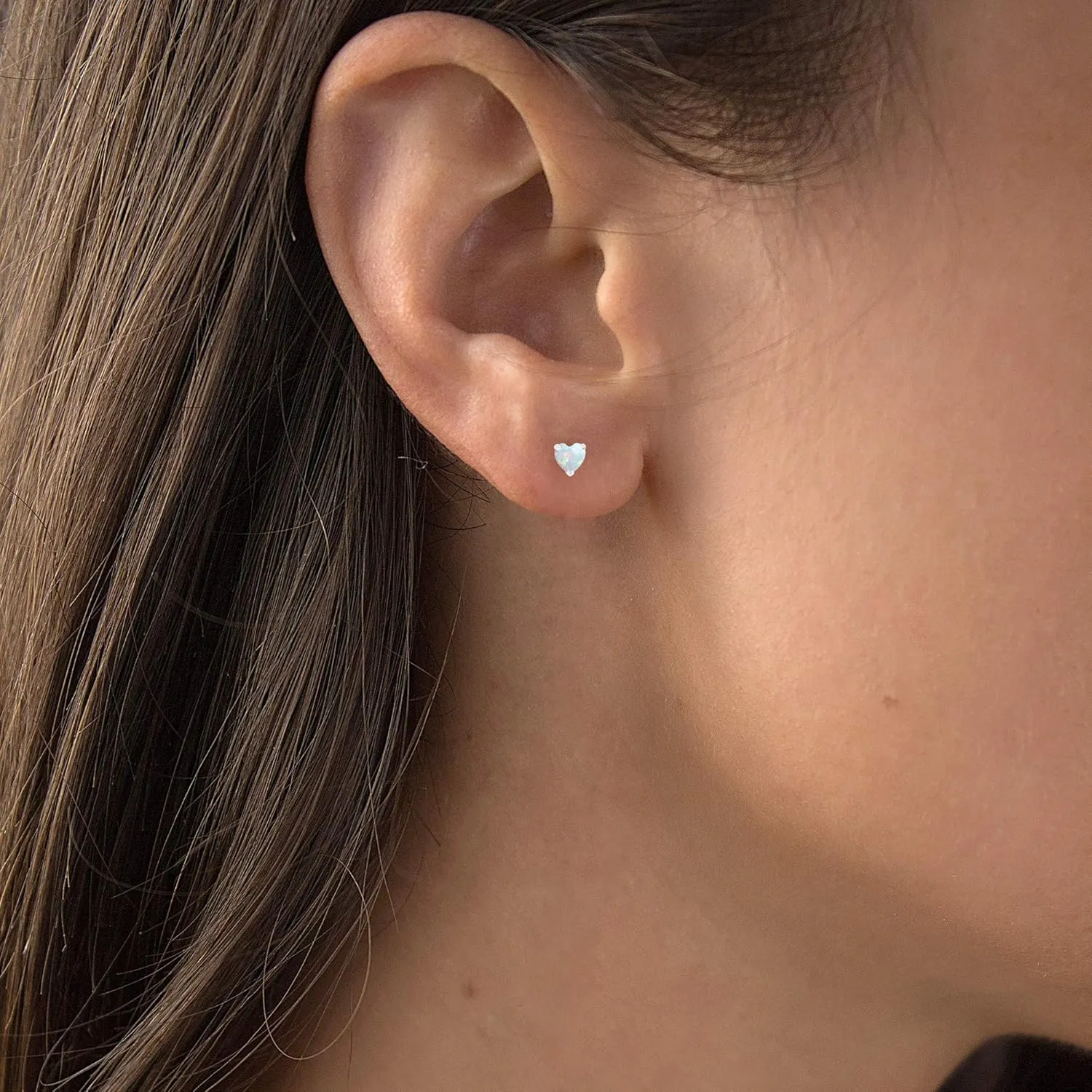 Solid 14K Gold 5mm Heart Genuine Birthstone Stud Earrings For Women | Hypoallergenic Studs | Natural or Created Gemstone Stud Earrings For Women