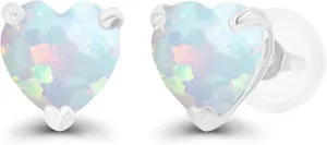 Solid 14K Gold 6mm Heart Genuine Birthstone Stud Earrings For Women | Hypoallergenic Studs | Natural or Created Gemstone Stud Earrings For Women