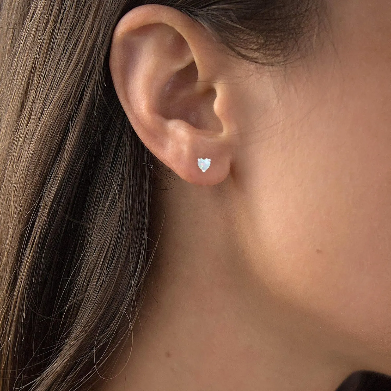 Solid 14K Gold 6mm Heart Genuine Birthstone Stud Earrings For Women | Hypoallergenic Studs | Natural or Created Gemstone Stud Earrings For Women