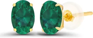 Solid 14K Gold 6x4mm Oval Genuine Birthstone Stud Earrings For Women | Hypoallergenic Studs | Natural or Created Gemstone Stud Earrings For Women