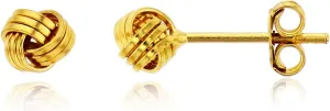 Solid 925 Sterling Silver 5mm Love Knot Stud Earrings | Gold Plated Classic Love Knot Twist | Hypoallergenic | Secure Friction Back Closure | High Polished Stud Earrings