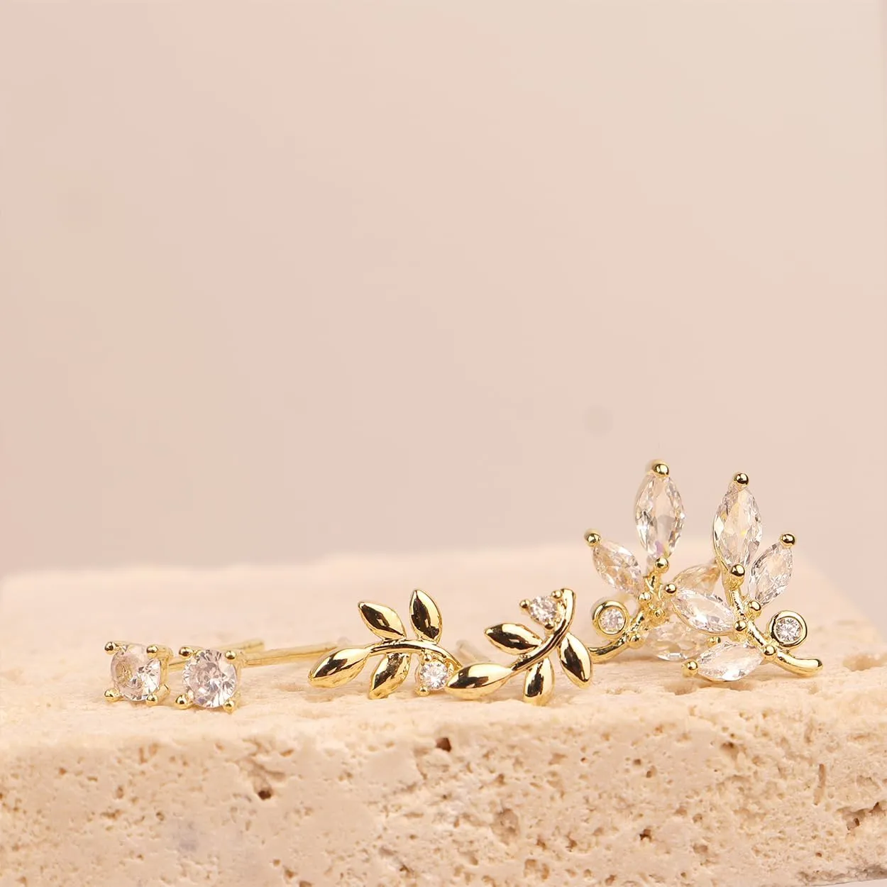 Sonateomber 3 Pairs Tiny Cute Studs Set for Women, 925 Sterling Silver Love Prom Jewelry Gift