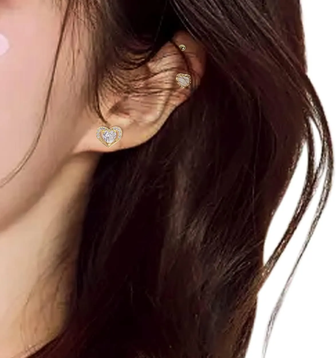 Sonateomber 3 Pairs Tiny Cute Studs Set for Women, 925 Sterling Silver Love Prom Jewelry Gift