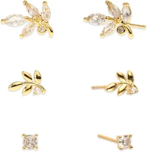 Sonateomber 3 Pairs Tiny Cute Studs Set for Women, 925 Sterling Silver Love Prom Jewelry Gift