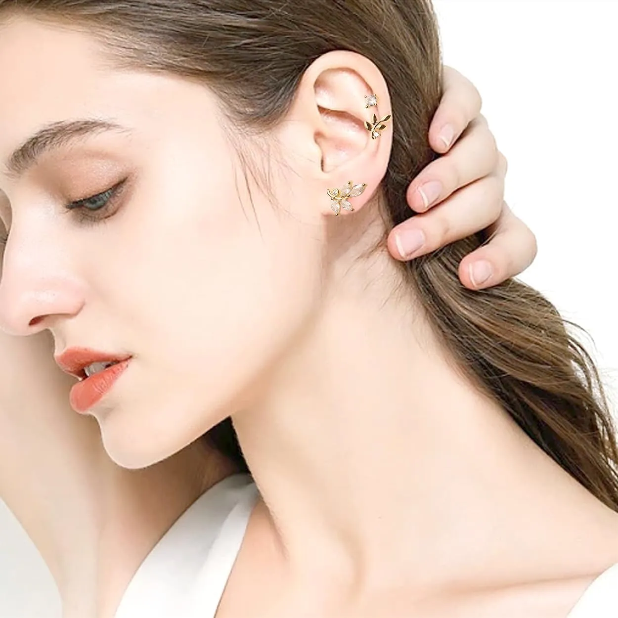 Sonateomber 3 Pairs Tiny Cute Studs Set for Women, 925 Sterling Silver Love Prom Jewelry Gift
