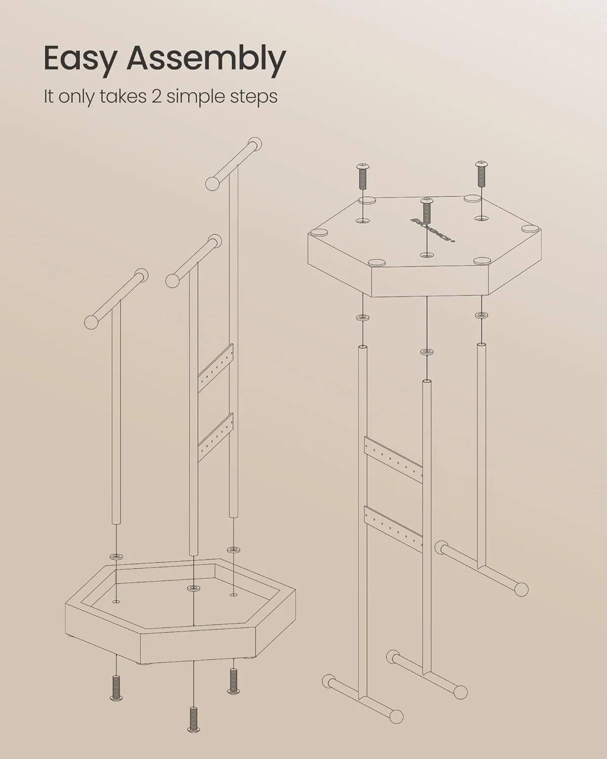 SONGMICS Jewelry Holder, Jewelry Organizer, 3 Tiers and 1 Tray, Jewelry Display Stand with Metal Frame, Necklace Earring Bracelet Holder, for Rings, Dove Gray and Cloud White UJJS003G01
