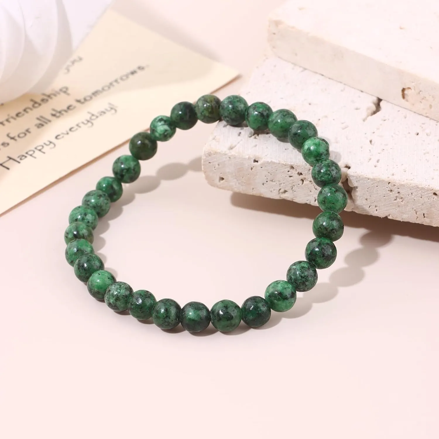 SONNYX Natural Stone Crystal Bracelet for Women Men - 6MM Semi-Precious Gemstone Beaded Bracelet Stretch Beads Bracelet Yoga Bracelets Jewelry