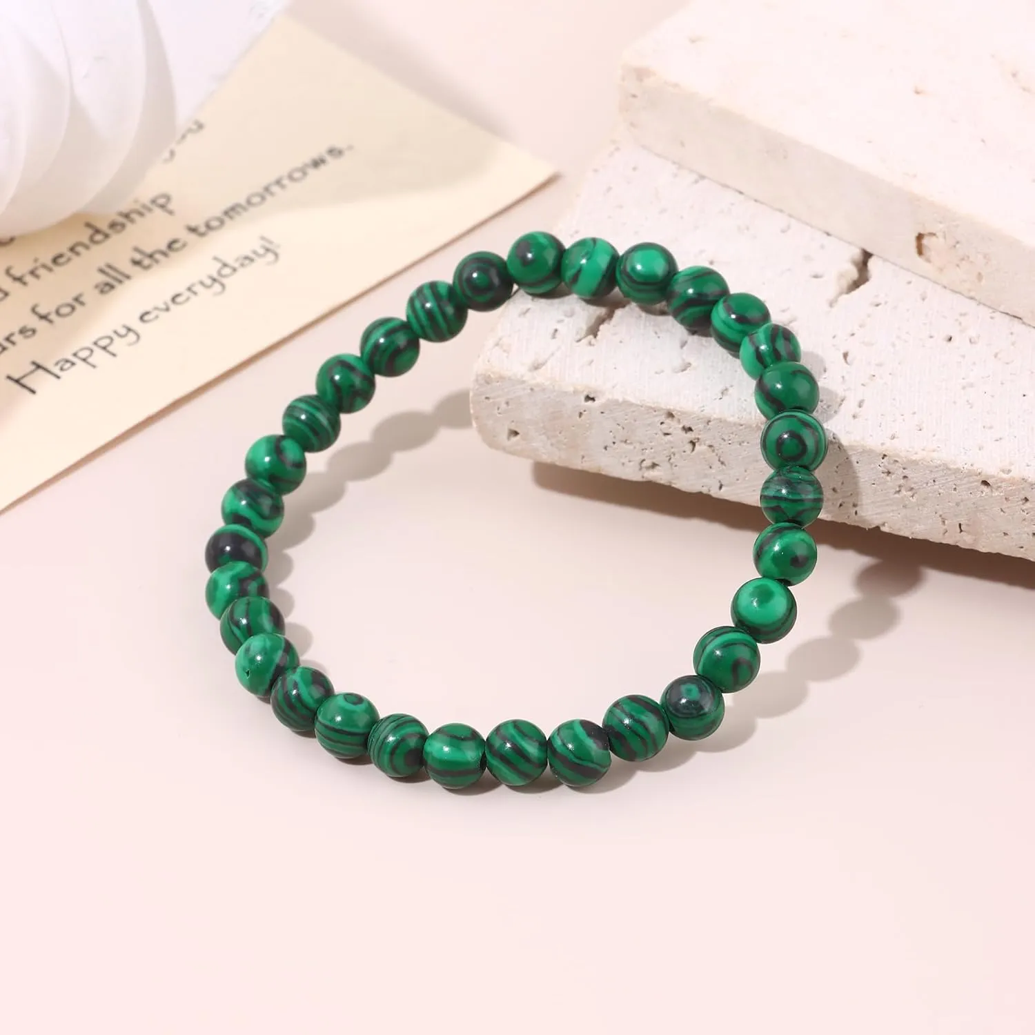 SONNYX Natural Stone Crystal Bracelet for Women Men - 6MM Semi-Precious Gemstone Beaded Bracelet Stretch Beads Bracelet Yoga Bracelets Jewelry