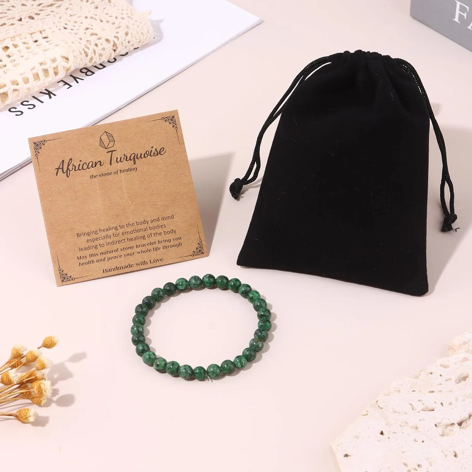 SONNYX Natural Stone Crystal Bracelet for Women Men - 6MM Semi-Precious Gemstone Beaded Bracelet Stretch Beads Bracelet Yoga Bracelets Jewelry