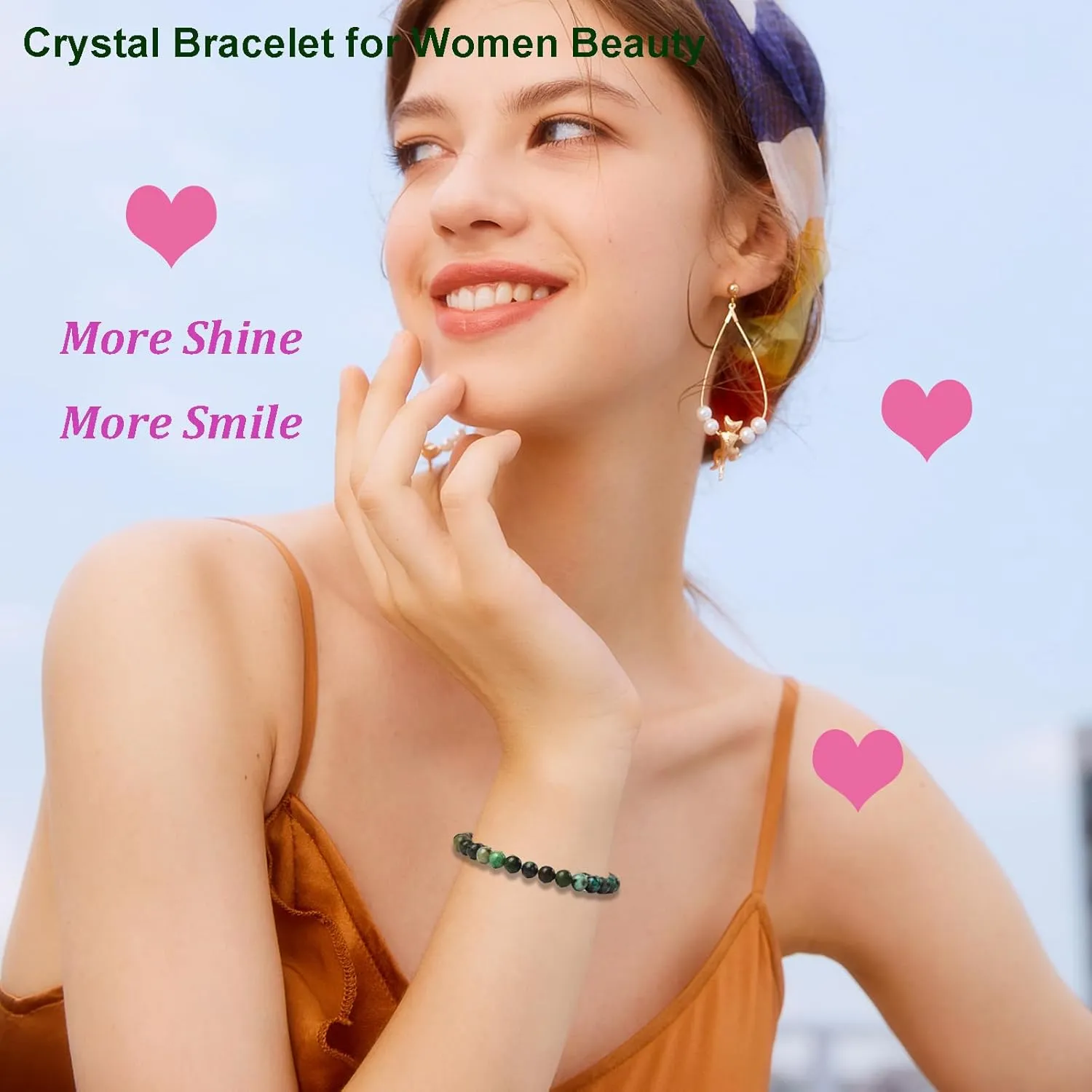 SONNYX Natural Stone Crystal Bracelet for Women Men - 6MM Semi-Precious Gemstone Beaded Bracelet Stretch Beads Bracelet Yoga Bracelets Jewelry