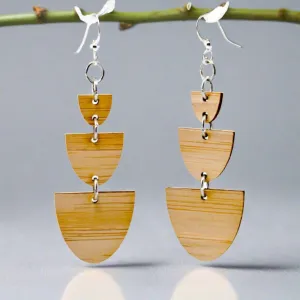Stacked Half Stone Bamboo Earrings