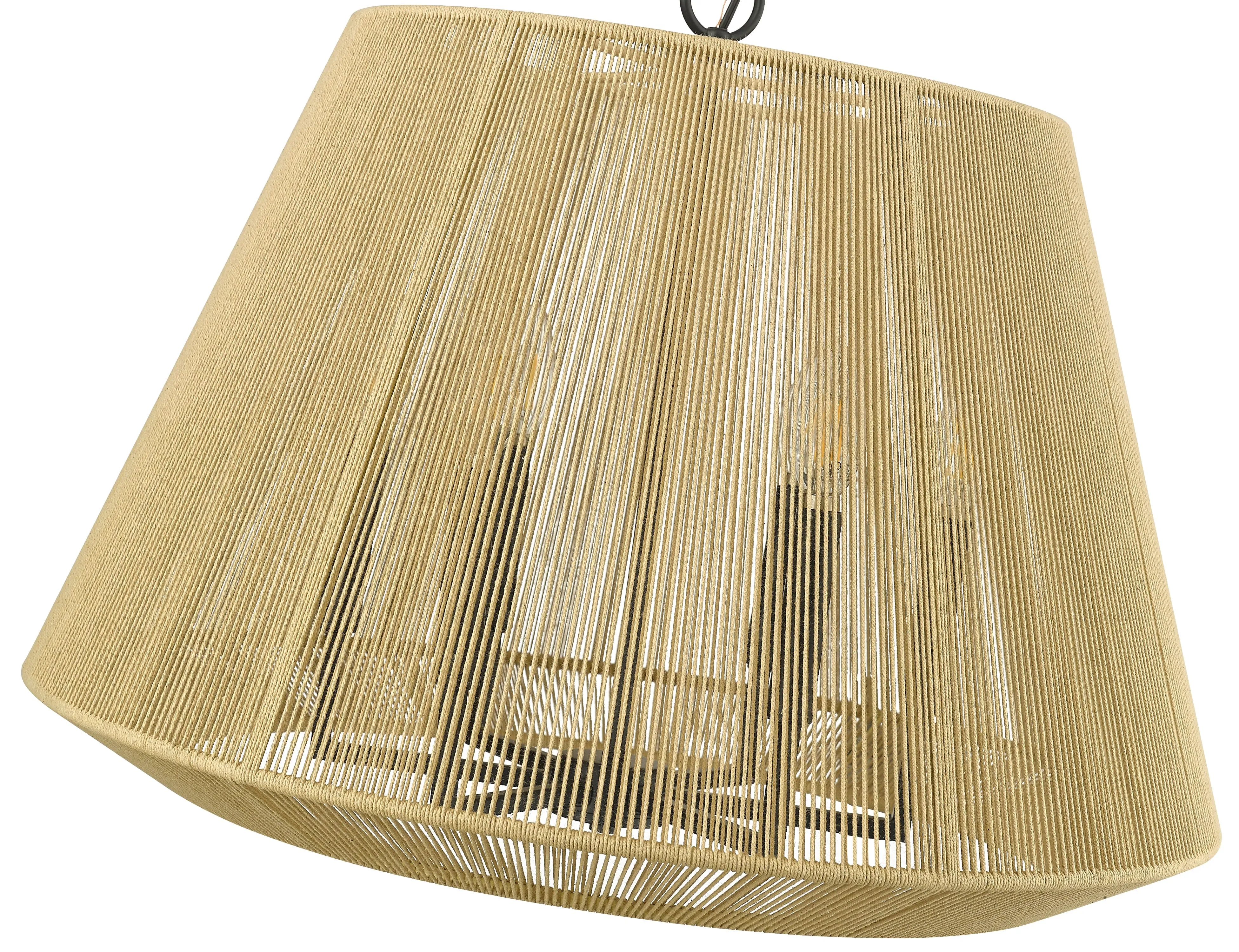 Sterling Pendant - Matte Black - Cotton Twine Shade - 24.3in. Diameter - E12 Candelabra Base