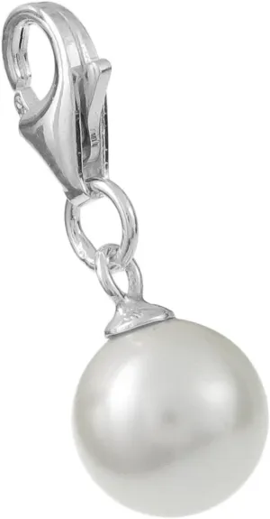 Sterling Silver Austrian Crystal Pearl European Lobster Style Dangle Bead Charm