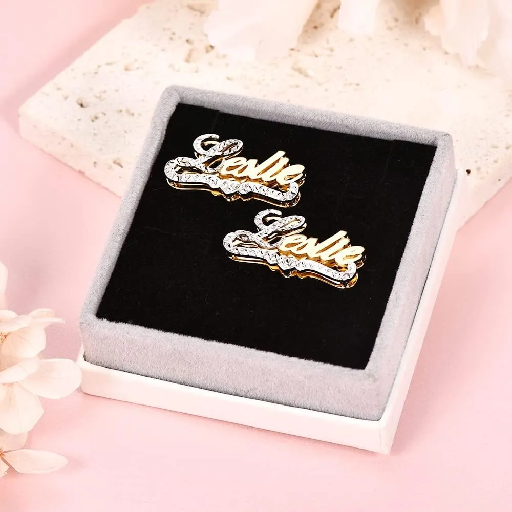 Sterling Silver Custom Stud Earrings - Personalized Name Earrings, Custom Made