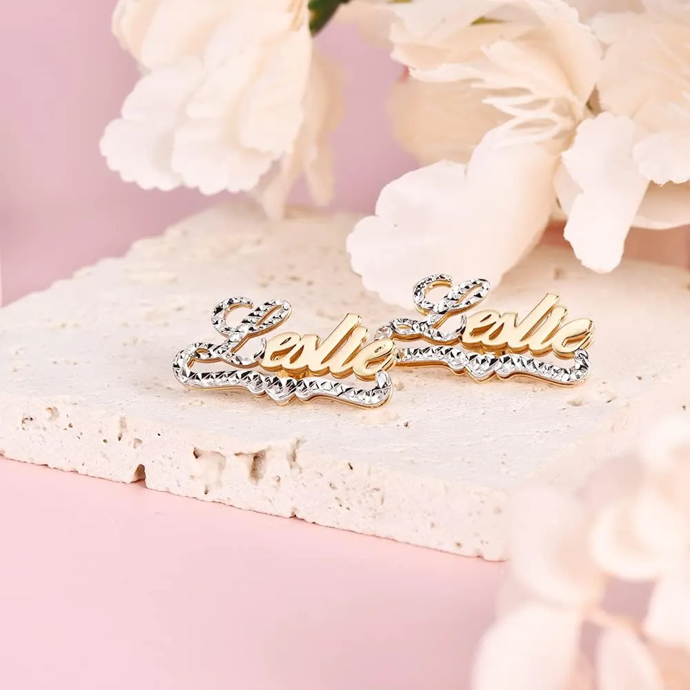 Sterling Silver Custom Stud Earrings - Personalized Name Earrings, Custom Made