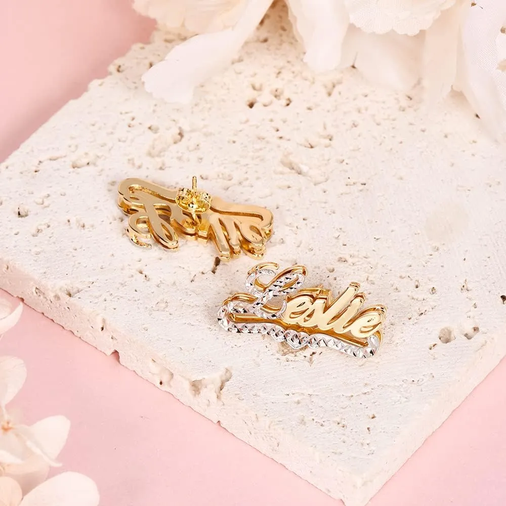 Sterling Silver Custom Stud Earrings - Personalized Name Earrings, Custom Made