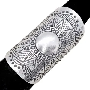 Sterling Silver Long Large Boho Statement Ring With Symbolic Solar Star Mandala, Tribal Gypsy Hippie Adjustable to Sizes 6-11, Gift for Her