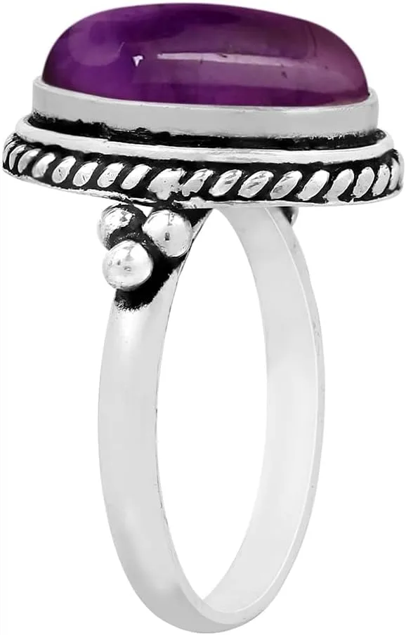Sterling Silver Plated Handmade Statement Rings For Women, Southwest Bohemian Birthstone Ring Jewelry Mother's Day Christmas Gifts For Her