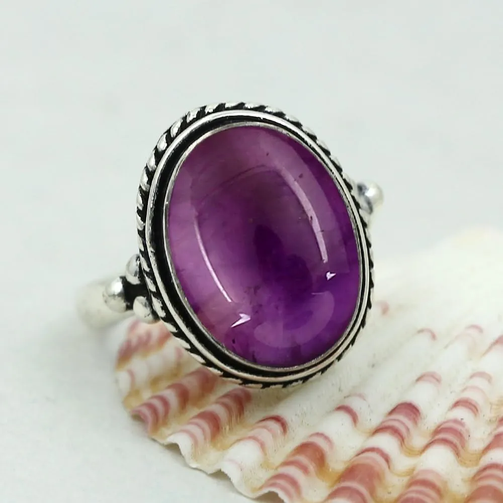 Sterling Silver Plated Handmade Statement Rings For Women, Southwest Bohemian Birthstone Ring Jewelry Mother's Day Christmas Gifts For Her