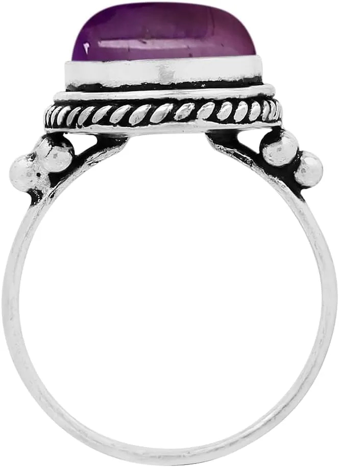 Sterling Silver Plated Handmade Statement Rings For Women, Southwest Bohemian Birthstone Ring Jewelry Mother's Day Christmas Gifts For Her