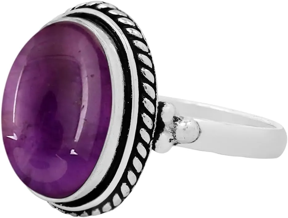 Sterling Silver Plated Handmade Statement Rings For Women, Southwest Bohemian Birthstone Ring Jewelry Mother's Day Christmas Gifts For Her
