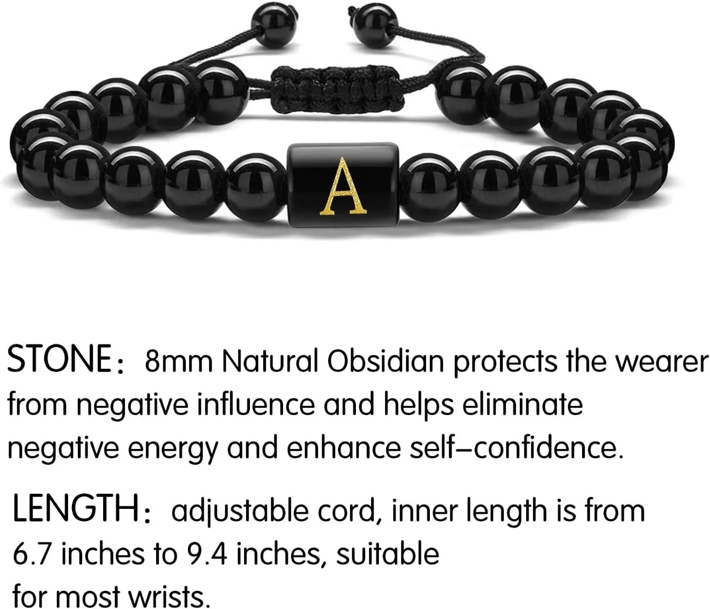 STORUP Bracelet Gifts for Men Boys - Bracelets for Men Teen Boys, 8mm Tiger Eye Lava Rock Stone Beaded Bracelets for Men Initial Link Handmade Obsidian Mens Bracelet Personalized Gifts