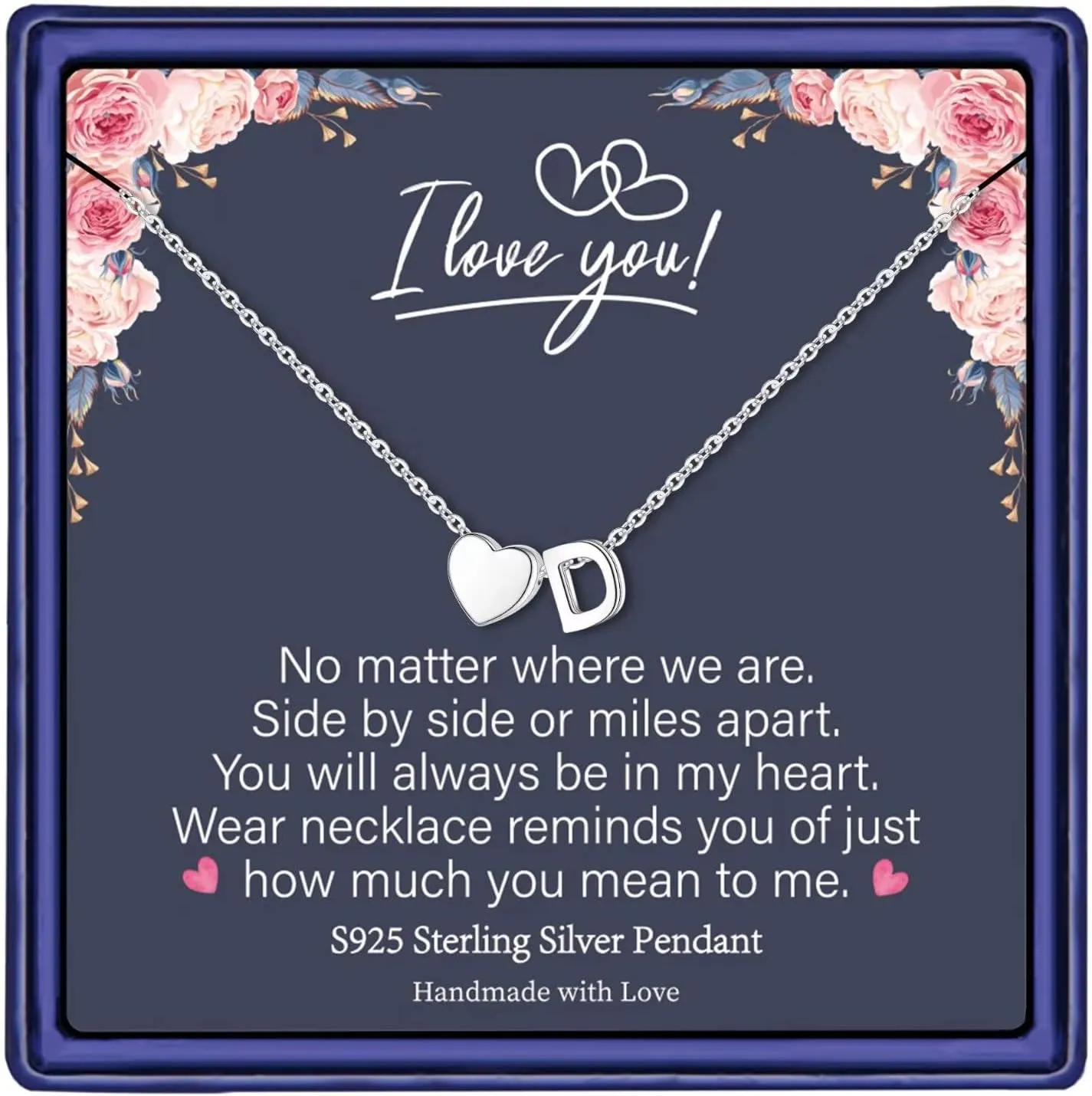 STORUP Graduation Gifts for Her - S925 Sterling Silver Heart Initial Necklaces for Kids Girls Graduation Gifts Birthday Gifts for Wife Her Daughter