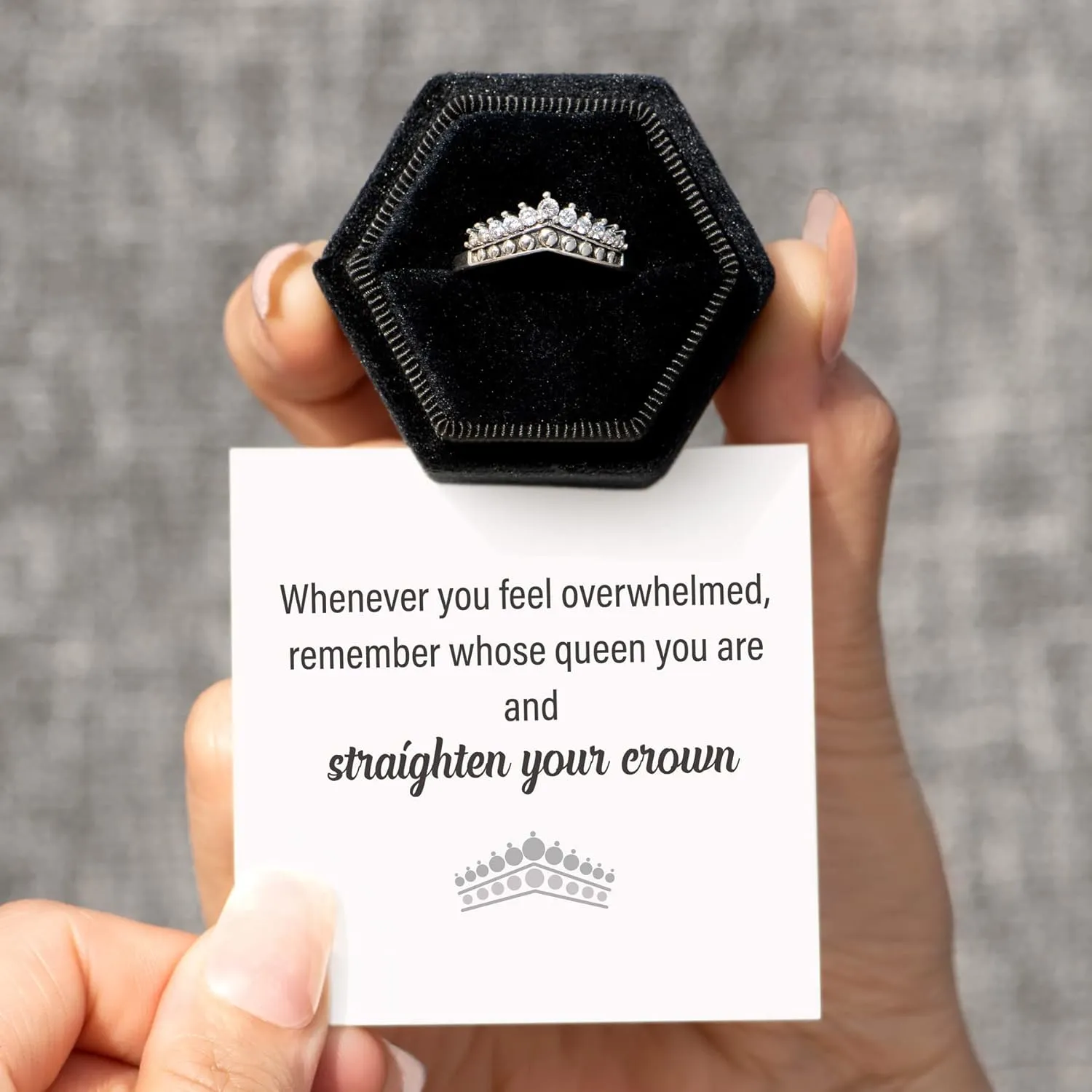 STORYJEWELLERY Crown Rings for Women, Silver Promise Matching Couple Ring for Wife, Birthday Jewelry Gifts Rings for Women