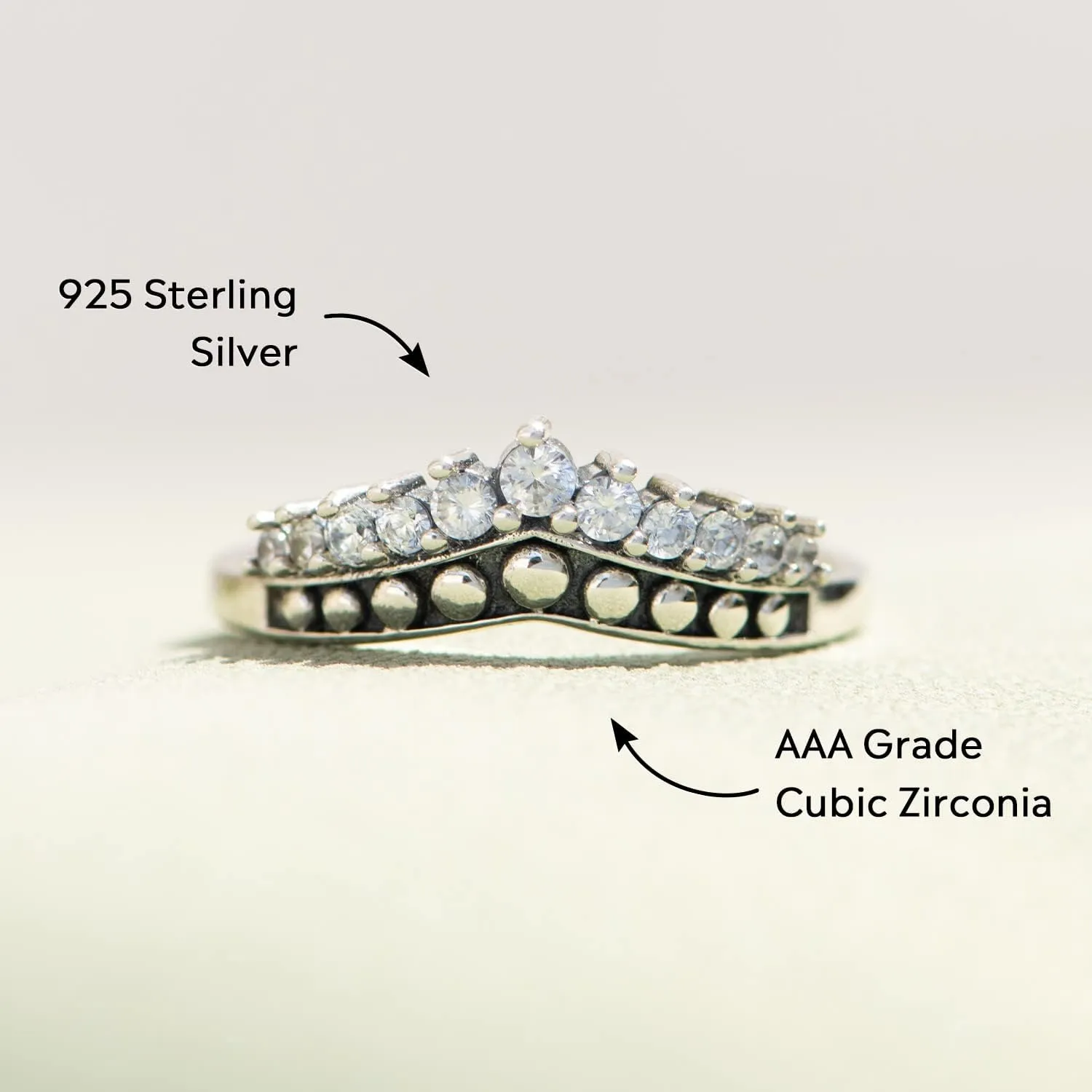 STORYJEWELLERY Crown Rings for Women, Silver Promise Matching Couple Ring for Wife, Birthday Jewelry Gifts Rings for Women