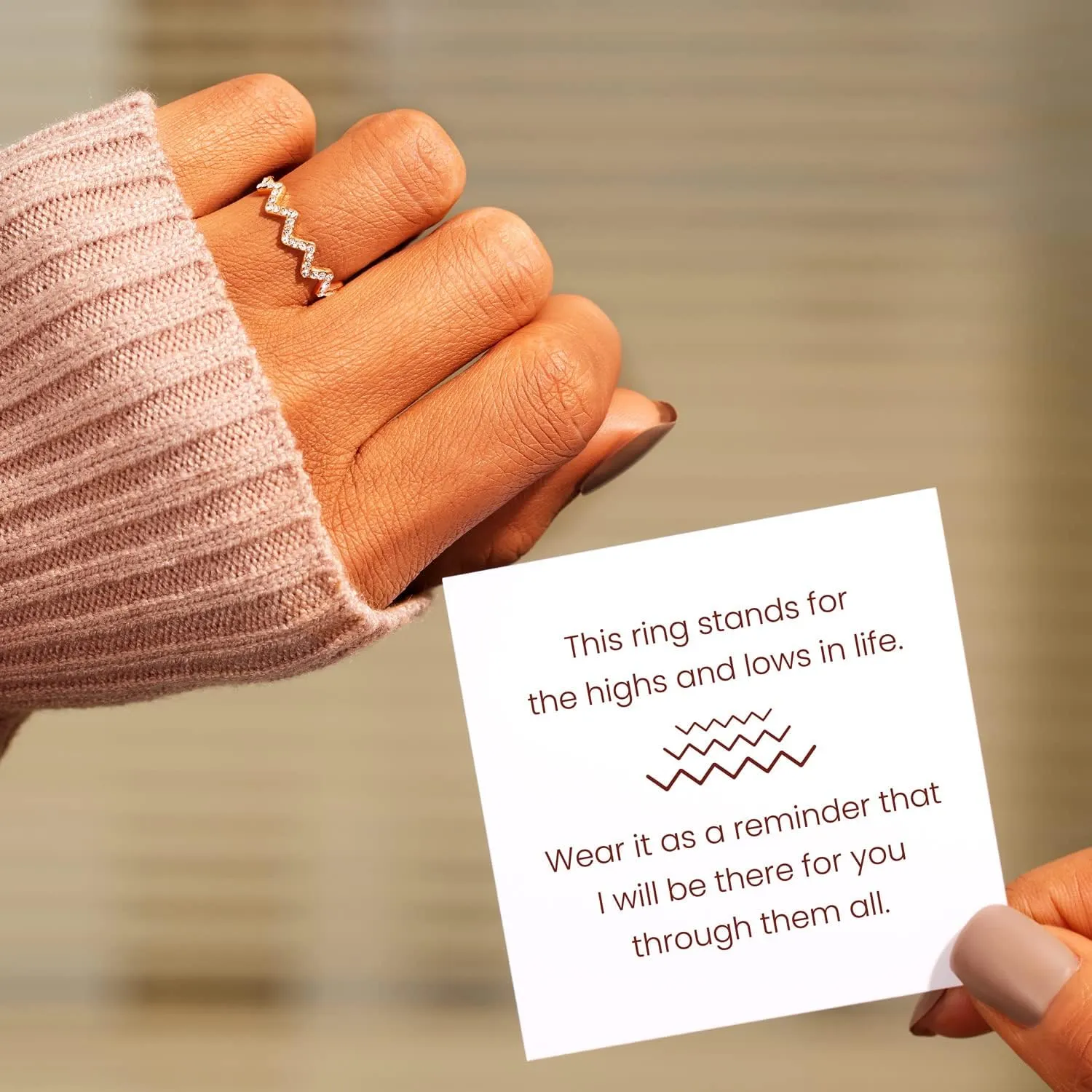 STORYJEWELLERY Pinky Ring for Women, 925 Sterling Silver Rings for Women, Highs and Lows Rings for Daughter and Friend, Womens Gifts