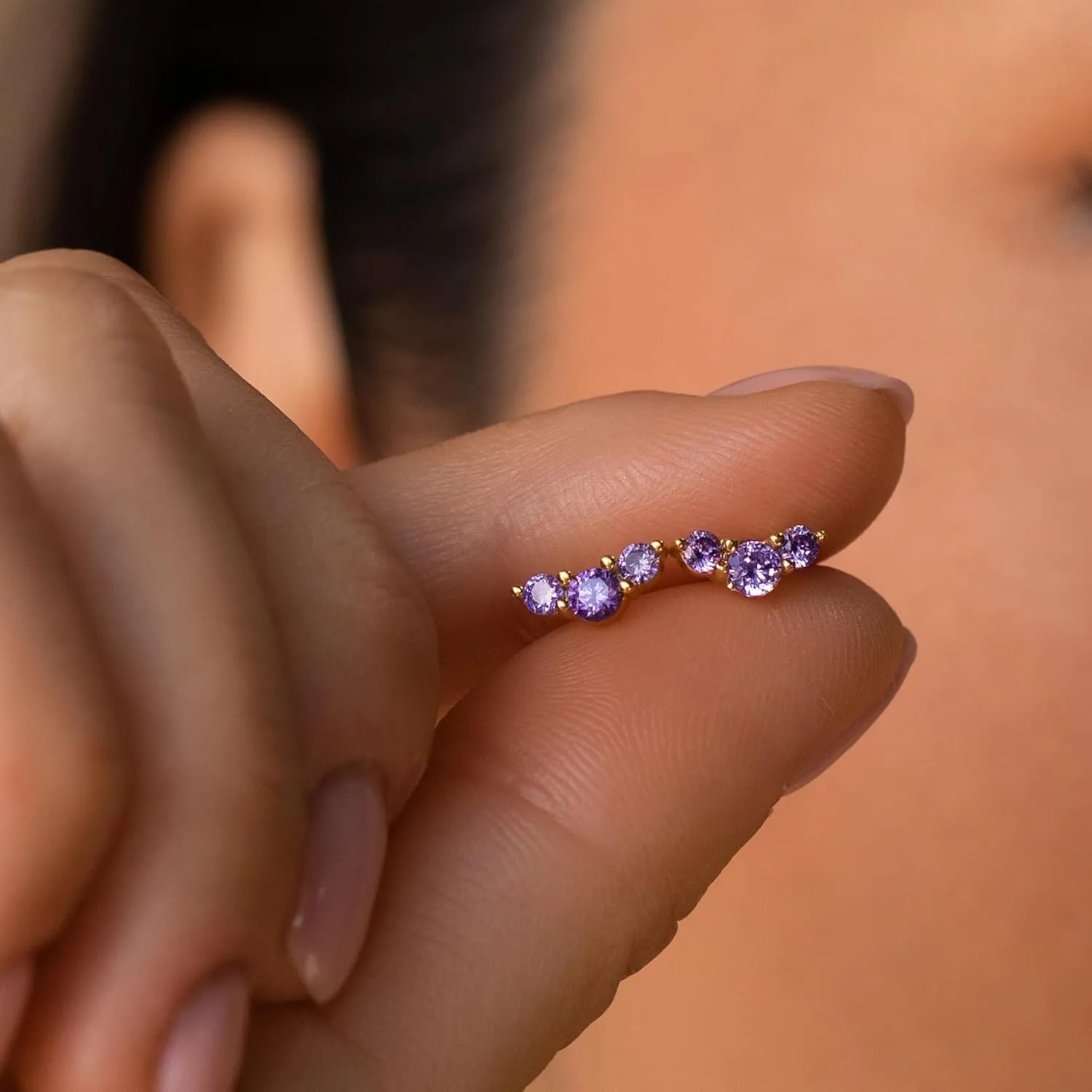 Stud Earrings for Women Birthstone Studs 14K Gold Plated S925 Sterling Silver Hypoallergenic Earrings Cubic Zirconia Stud Earrings Cartilage Earring for Women Trendy