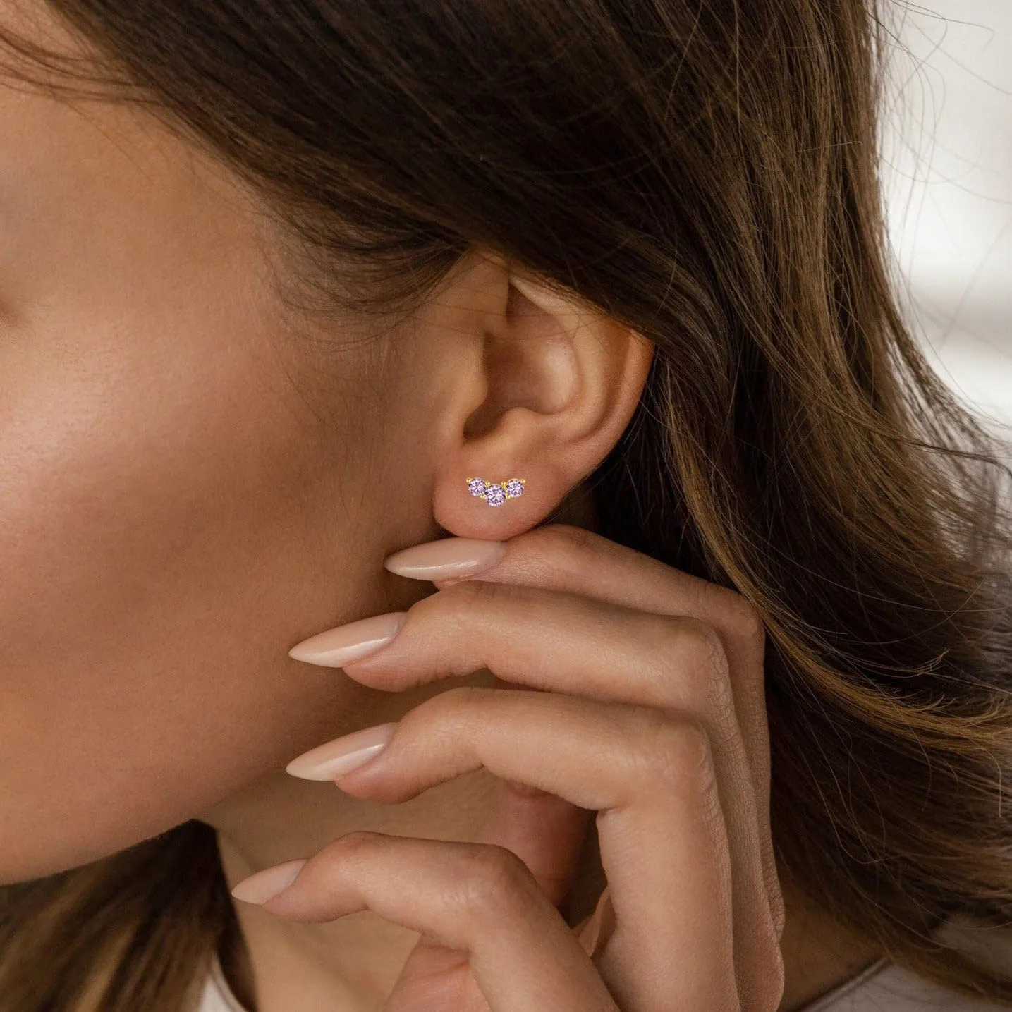 Stud Earrings for Women Birthstone Studs 14K Gold Plated S925 Sterling Silver Hypoallergenic Earrings Cubic Zirconia Stud Earrings Cartilage Earring for Women Trendy