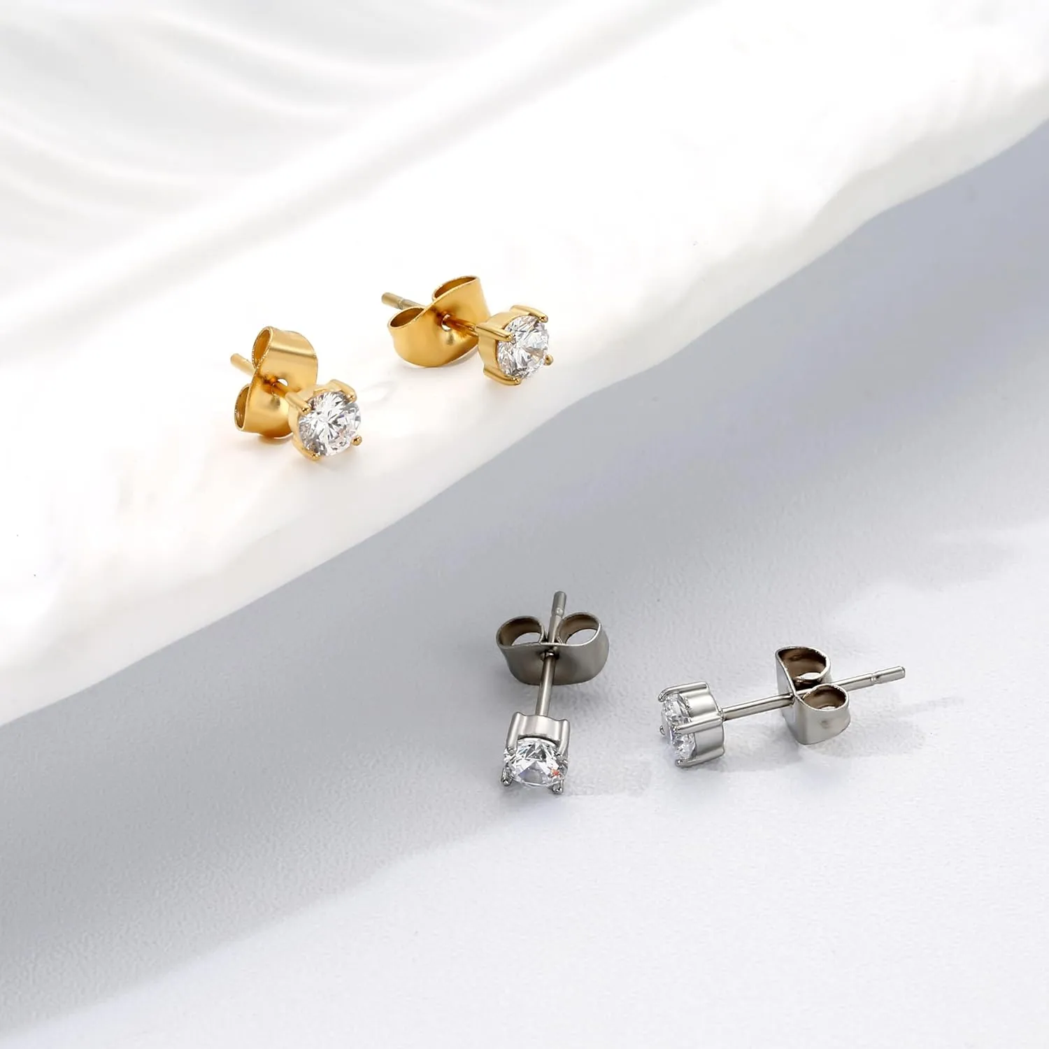 Stud Earrings for Women Dainty 18K Gold Plated Cubic Zirconia Stud Earrings Cute Small Stud Earrings Simple Piercing Jewelry earrings Gift