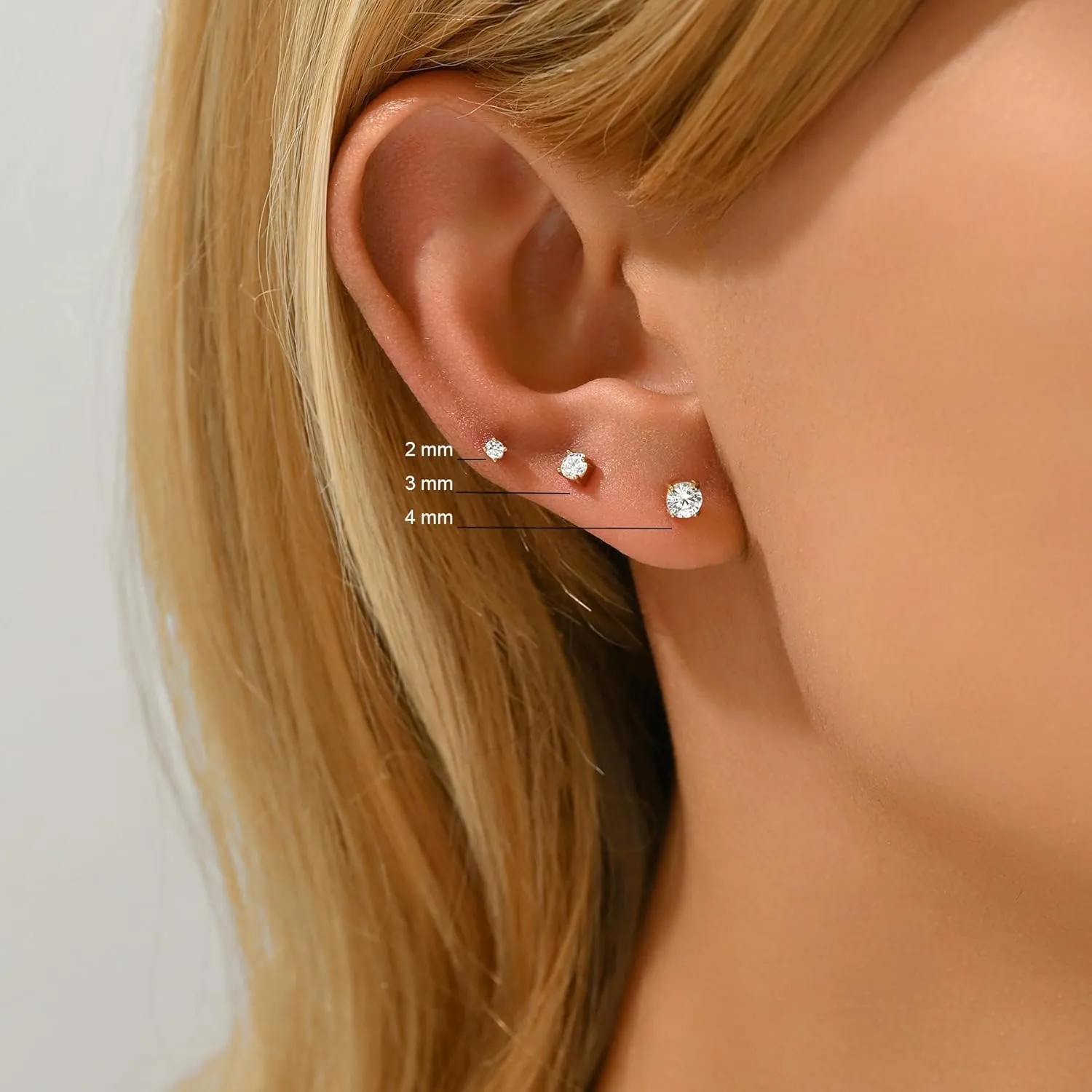 Stud Earrings for Women Dainty 18K Gold Plated Cubic Zirconia Stud Earrings Cute Small Stud Earrings Simple Piercing Jewelry earrings Gift