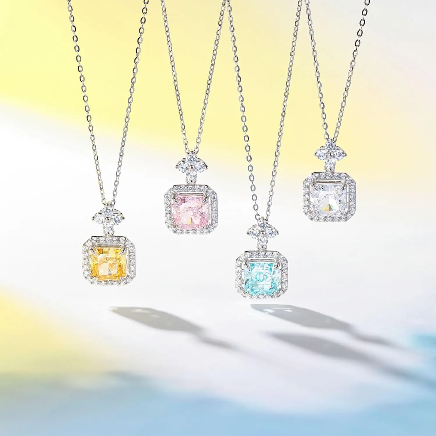 SUNFEEL Cubic Zirconia Pendant Necklace for Women Sterling Silver Chain 16 2'' Extender Jewelry Gifts for Mom Wife Girlfriend for Prom Wedding Bridal Party Elegant Evening