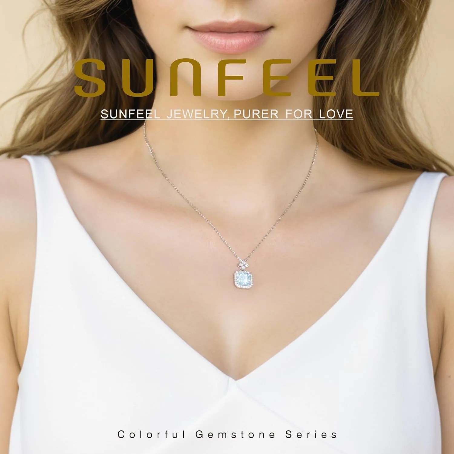 SUNFEEL Cubic Zirconia Pendant Necklace for Women Sterling Silver Chain 16 2'' Extender Jewelry Gifts for Mom Wife Girlfriend for Prom Wedding Bridal Party Elegant Evening
