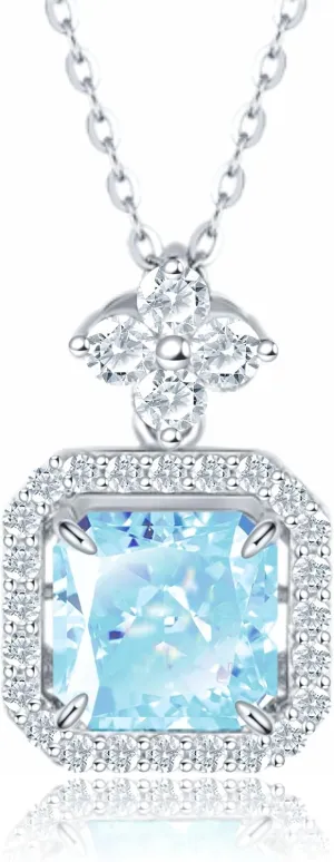 SUNFEEL Cubic Zirconia Pendant Necklace for Women Sterling Silver Chain 16 2'' Extender Jewelry Gifts for Mom Wife Girlfriend for Prom Wedding Bridal Party Elegant Evening